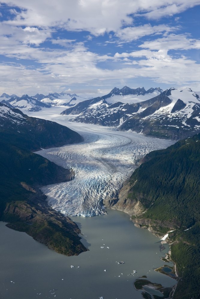 Posterazzi Aerial View Glacier Winding Its Way Icefield To Mendenhall Lake In Tongass National Forest Near Juneau Alaska Poster Print, (11 x 17)