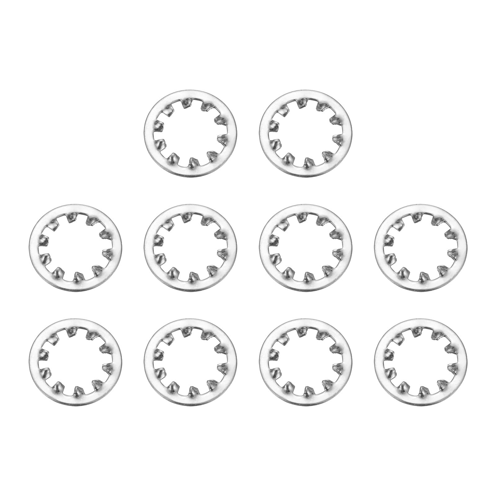 sourcing map 10Pcs 1/2 Internal Tooth Lock Washer, 304 Stainless Steel Multi-Tooth Star Washer Locking Fastener, Silver Tone