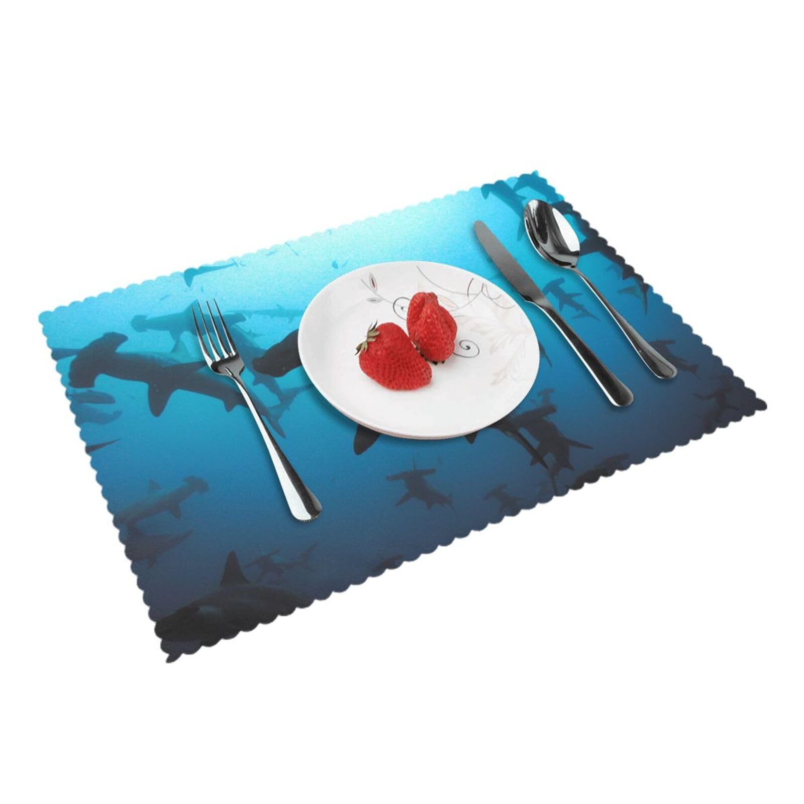 Bnvsadc Hammerhead Sharks 4 Pcs Heat Resistant Placemat 45X30 Cm, Printed Non-Slip Place Mats For Kitchen Dining Table Indoor Outdoor