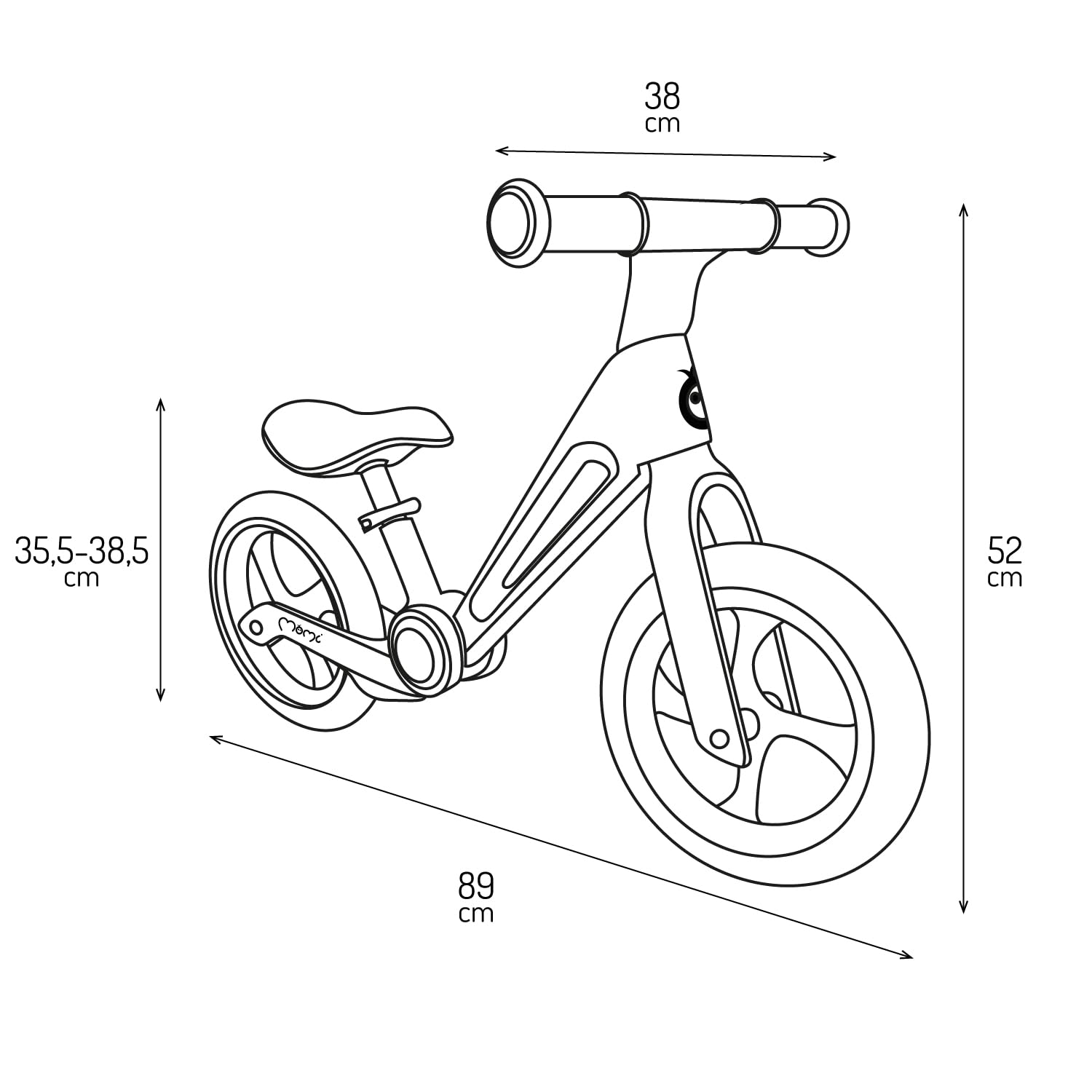 Momi Bicicletta senza pedali NORU per bambini dai 2 anni (max 25 kg), pieghevole con un pulsante, sella regolabile, ruote EVA antiforatura da 12"