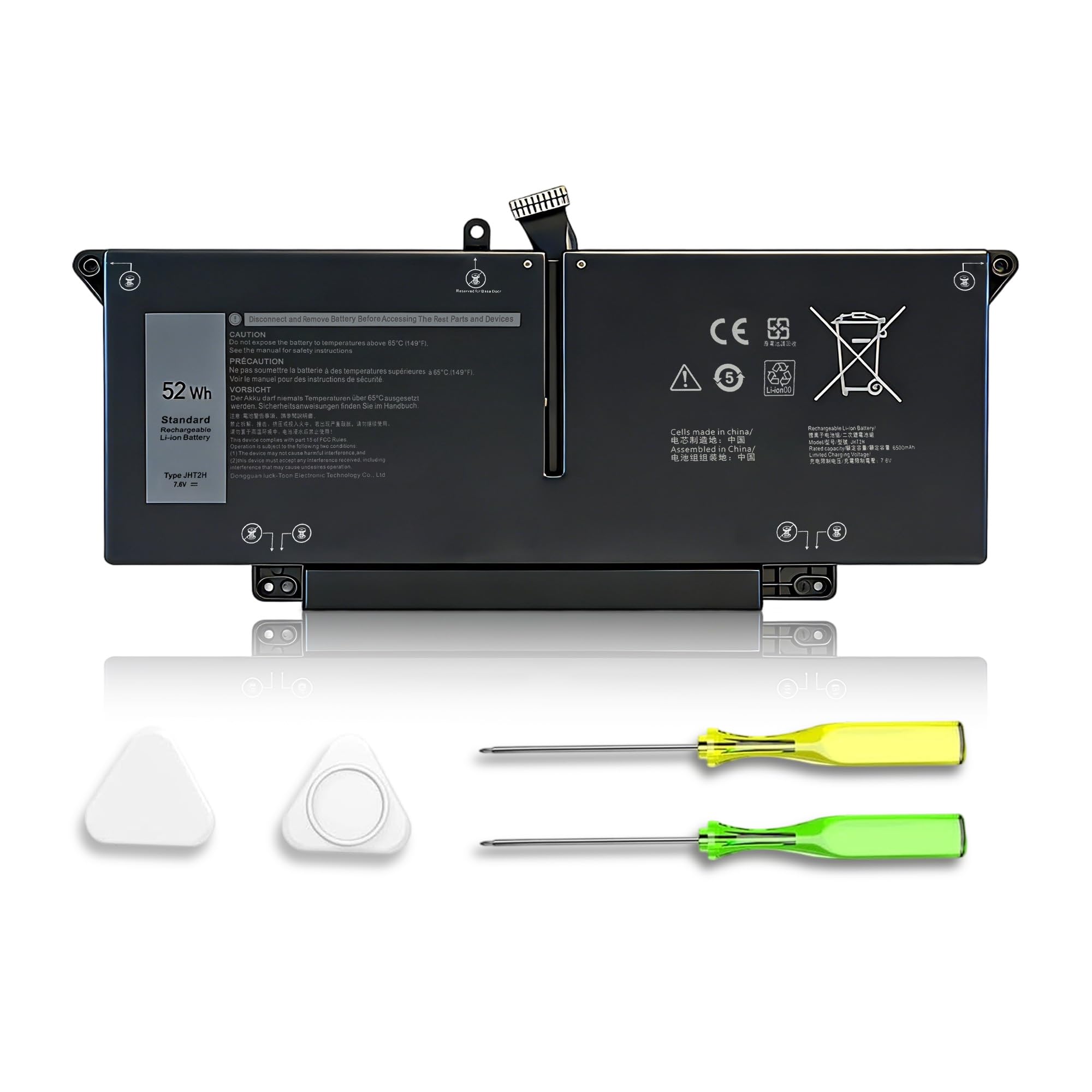 JHT2H 52Wh Laptop Battery for Dell Latitude 7310 7410 Latitude 7410 Chromebook Enterprise P34S Series 7.6V 52Wh Replacement for 04V5X2 HRGYV WY9MP 35J09 0YJ9RP