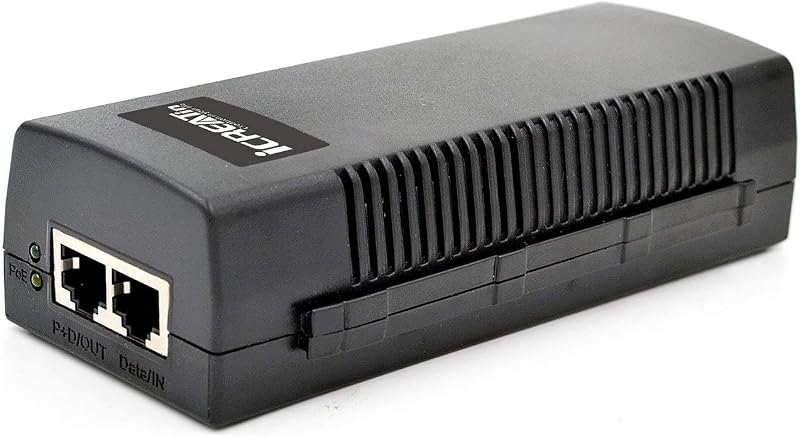 Inyector PoE++ Gigabit de 60 W - 10/100/1000 Mbps, RJ45 blindado, compatible con IEEE 802.3af/at/BT, adaptador de red Powerline de conmutador PoE para dispositivos Ethernet de alta potencia, hasta 328 pies