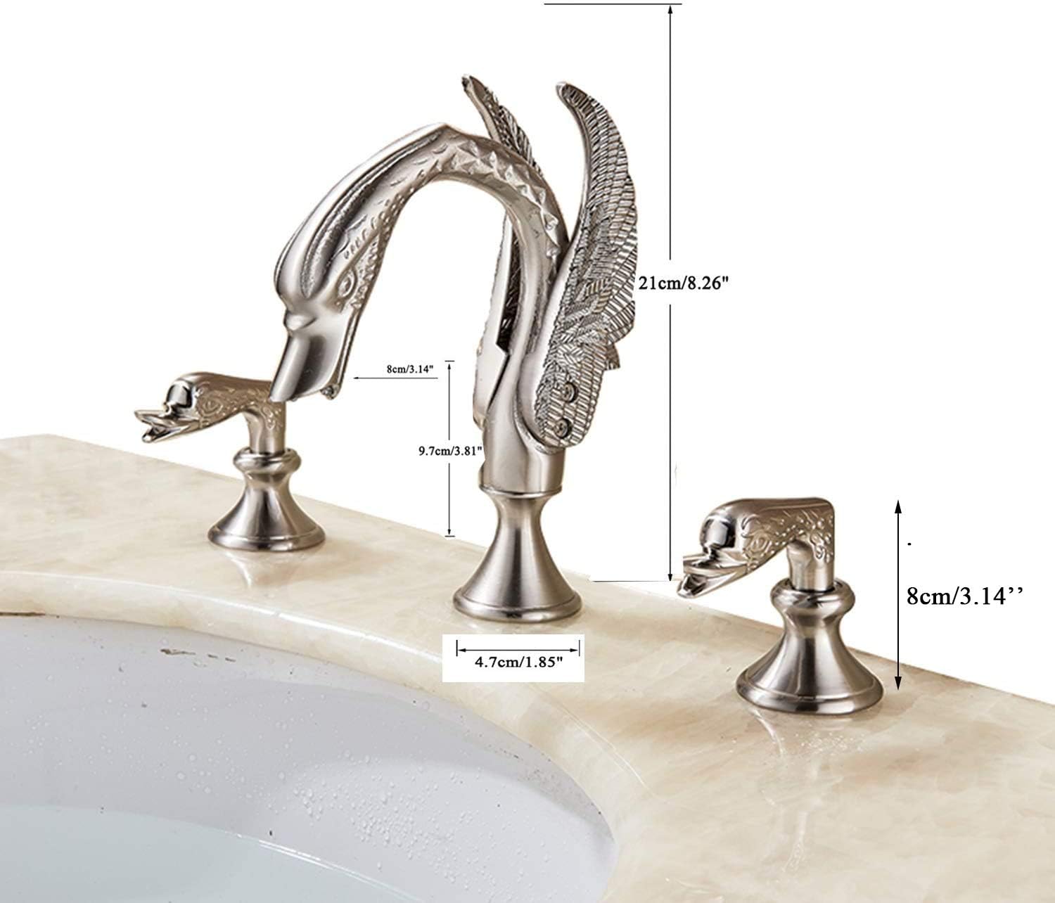Up To 40% OFF Votamuta Brushed Nickel 8-Inch Three Hole Basin Sink Vanity Faucet Swan Shape Spout Deck Mounted Mixer Tap NEW Cheapest 🛒 Votamuta Brushed Nickel 8-Inch Three Hole Basin Sink Vanity Faucet Swan Shape Spout Deck Mounted Mixer Tap NEW