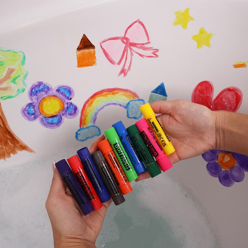 ZIMPLI Grands Bâtons de Peinture pour le Bain, Crayons de Bain, Stylos de Peinture pour Enfants, Twist & Paint, Couleurs Vives, Sans Salissure, Nettoyage Facile