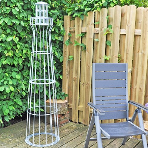 Leuchtturm 1,80m hoch, Gabione, Garten-Dekoration, verzinkt, Metalldeko