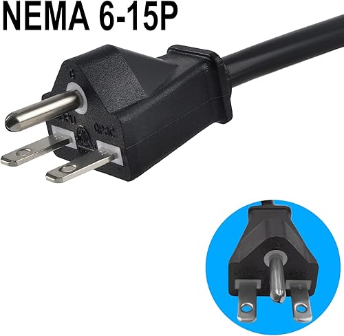 Miniatura 3 de Cable de extensión de alimentación, cable de alimentación NEMA 6-15P a C13 de 15 pies, 16 AWG, cable de extensión de alimentación duradero de 240 V,