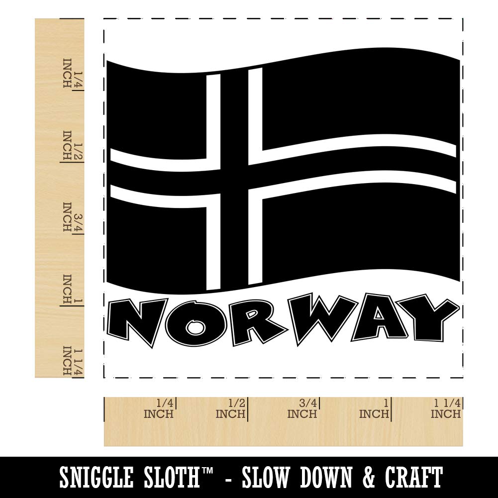 Norvegia con bandiera sventolante carino quadrato in gomma per timbratura artigianale – 3,2 cm piccolo