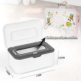 Whiidoom Baby Wipes Dispenser Wipes Holder Wipes Container Case, Keep Wipes Fresh and Clean, for Home Office Kitchen (New Grey)