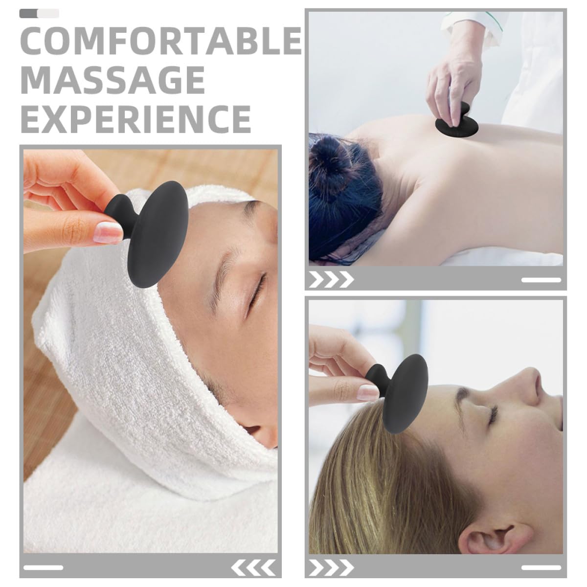 HANABASS Massaggiatore Compatto e Rilassante in Pietra Nera 4 Pezzi Gua Sha per Massaggio Schiena e Viso per Uso Domestico e Relax in Movimento