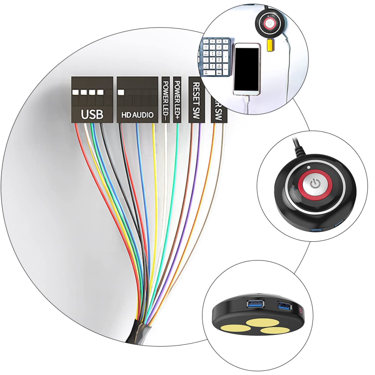 3 Pezzi Pulsante Di Accensione/spegnimento Usb Pulsante Di Reset Di Ricambio Per Case Del Computer Connettori Facili Da 3 5 Mm Per Scheda Madre