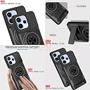 AELVOUX Oppo Reno 15 5G Back Cover | Armor Camera Slider 360 Degree Rotating Finger Ring Holder Case with Bracket Stand Back Case Cover (Compatible with MagSafe Accessories) (Black) gallery image