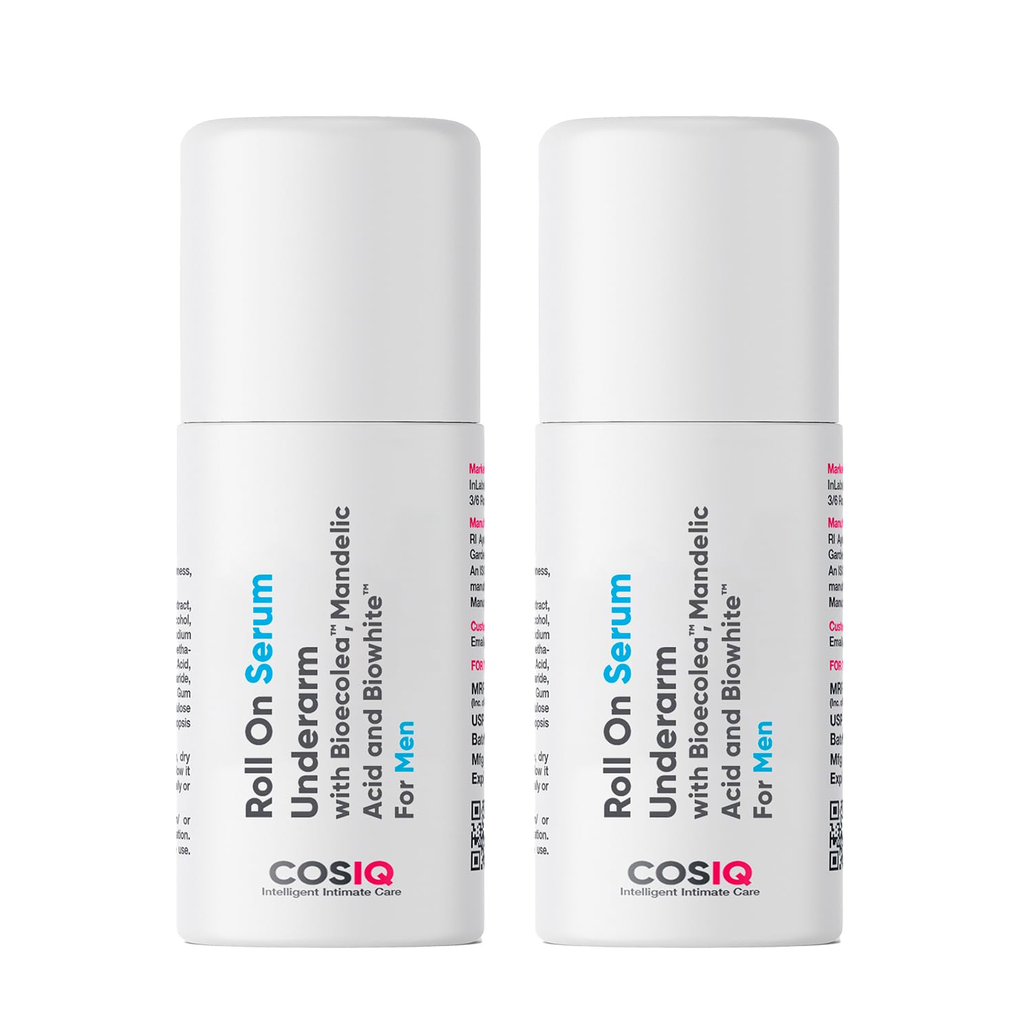 Cos-IQ Brightening Underarm Roll-On Serum- Men 80ml | With Bioecolea, Mandelic Acid and Bio White| For Sensitive Skin |Control Odour, Softens Skin Long-Lasting Protection |60 Days Pack