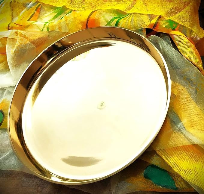 Image of Dinner Set thali Bronze Plates Handmade Approx 990 Gm Single Item Weight 12 Inch Bronze Kansa Thali (1 Thali)