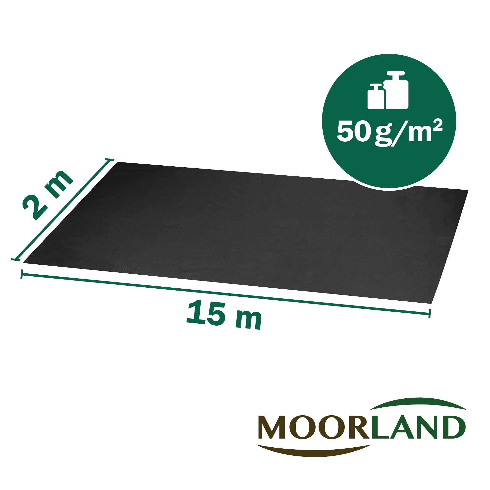 Moorland Telo Pacciamatura 30m² Telo Anti Erbacce permeabile Gardur - 2m di Larghezza - Telo pacciamatura Resistente agli Strappi 100% Reciclabile - Resistente ai Raggi UV - per Giardini e terrazze