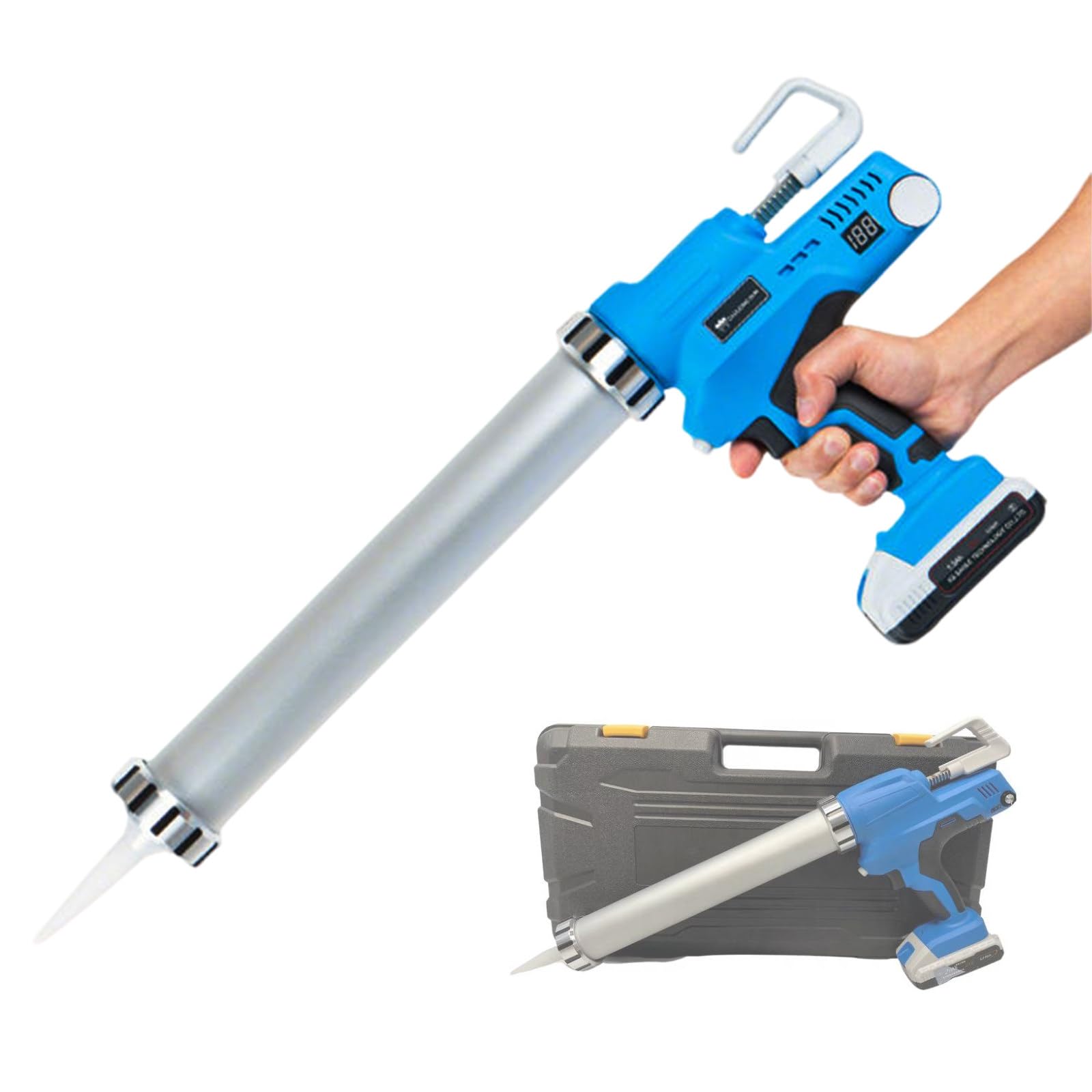 GYKOZY Electric Caulking Gun Kit - Auto Retract Drip-Frees Silicone Gun with Adjustable Speeds & LED Light for 10oz Cartridges in Sealing Projects