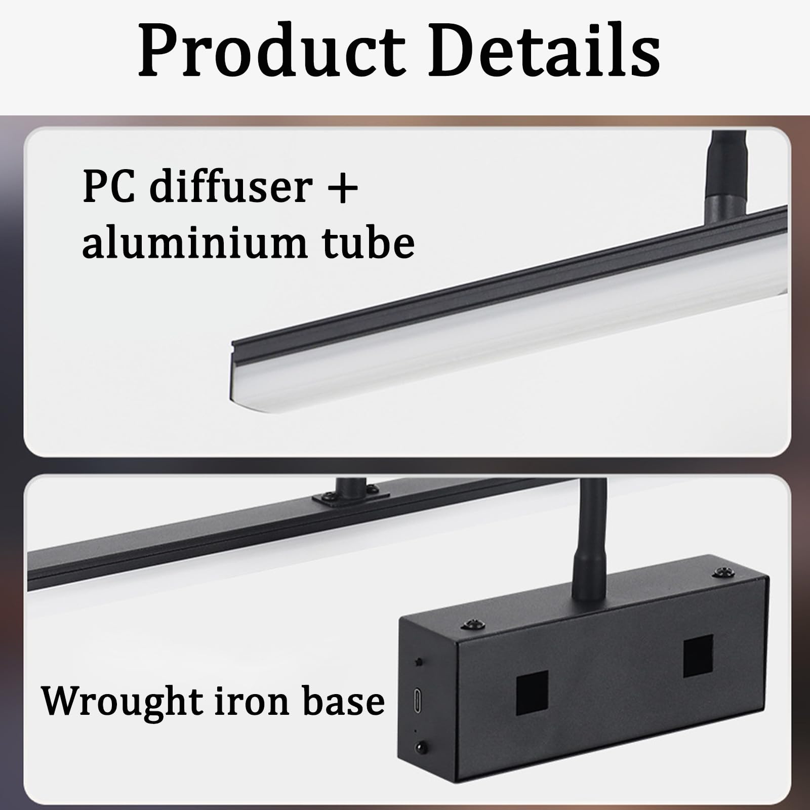 LED Luce Specchio Bagno Dimmerabile Applique da Parete con Telecomando Ricaricabile Iluminazioni per Pareti 360° Girevole Angolo Regolabile Lampada da Parete Quadri Soggiorno (Nero,2 Pezzi)