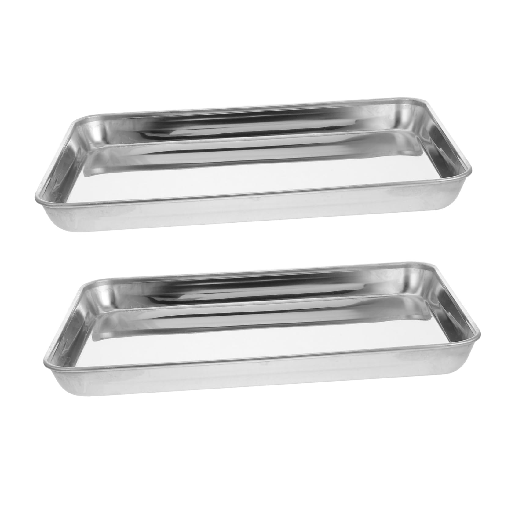 PRETYZOOM 2pcs Stainless Steel Baking Rectangular Food Tray for Cookies Snacks and Steamed Dishes Oven Pan for Family Gatherings and Meal Prep