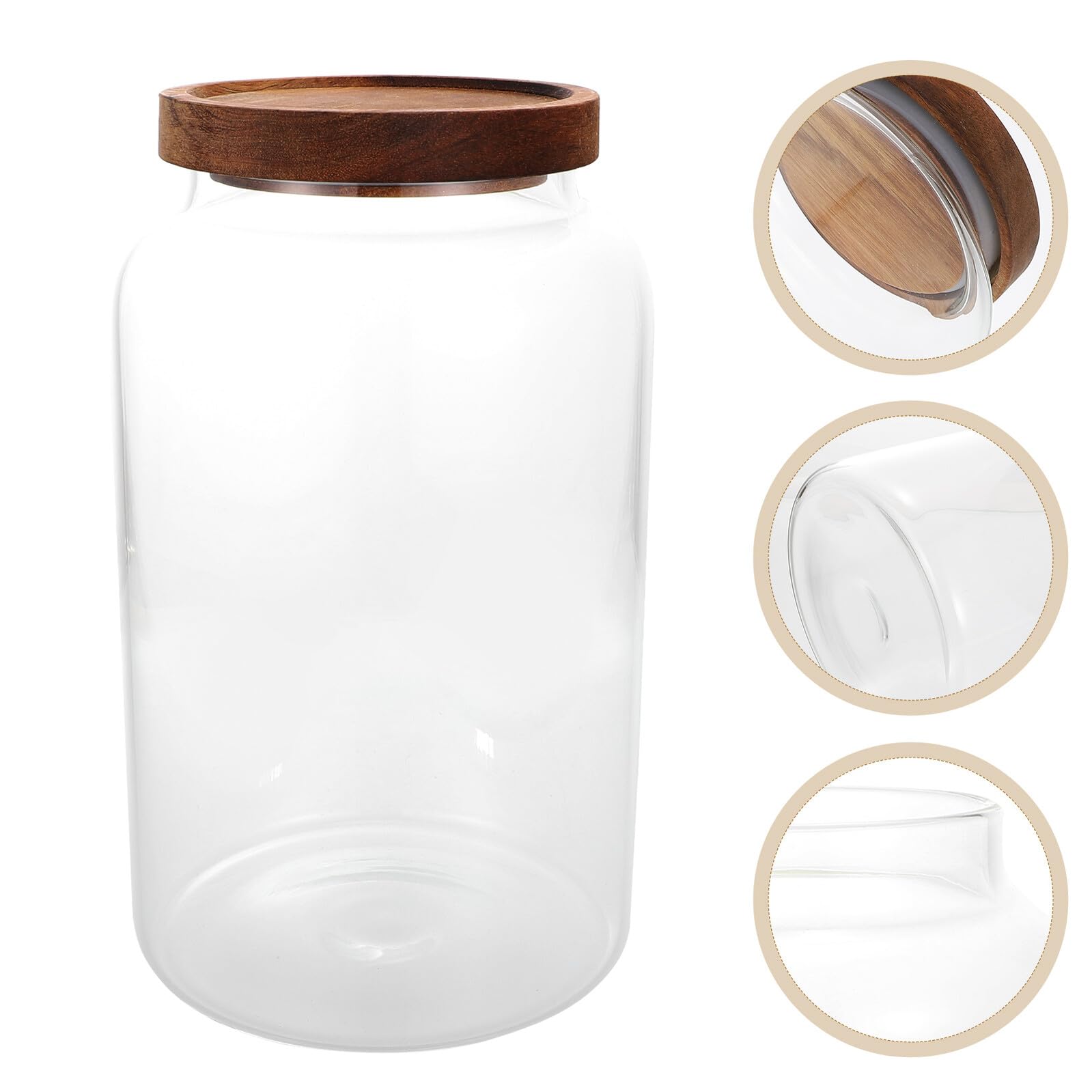 COLLBATH Glas Vorratsglas 2,8l Glasbehälter mit Holzdeckel Luftdicht Versiegelt Küchenaufbewahrung für Getreide Tee Müsli