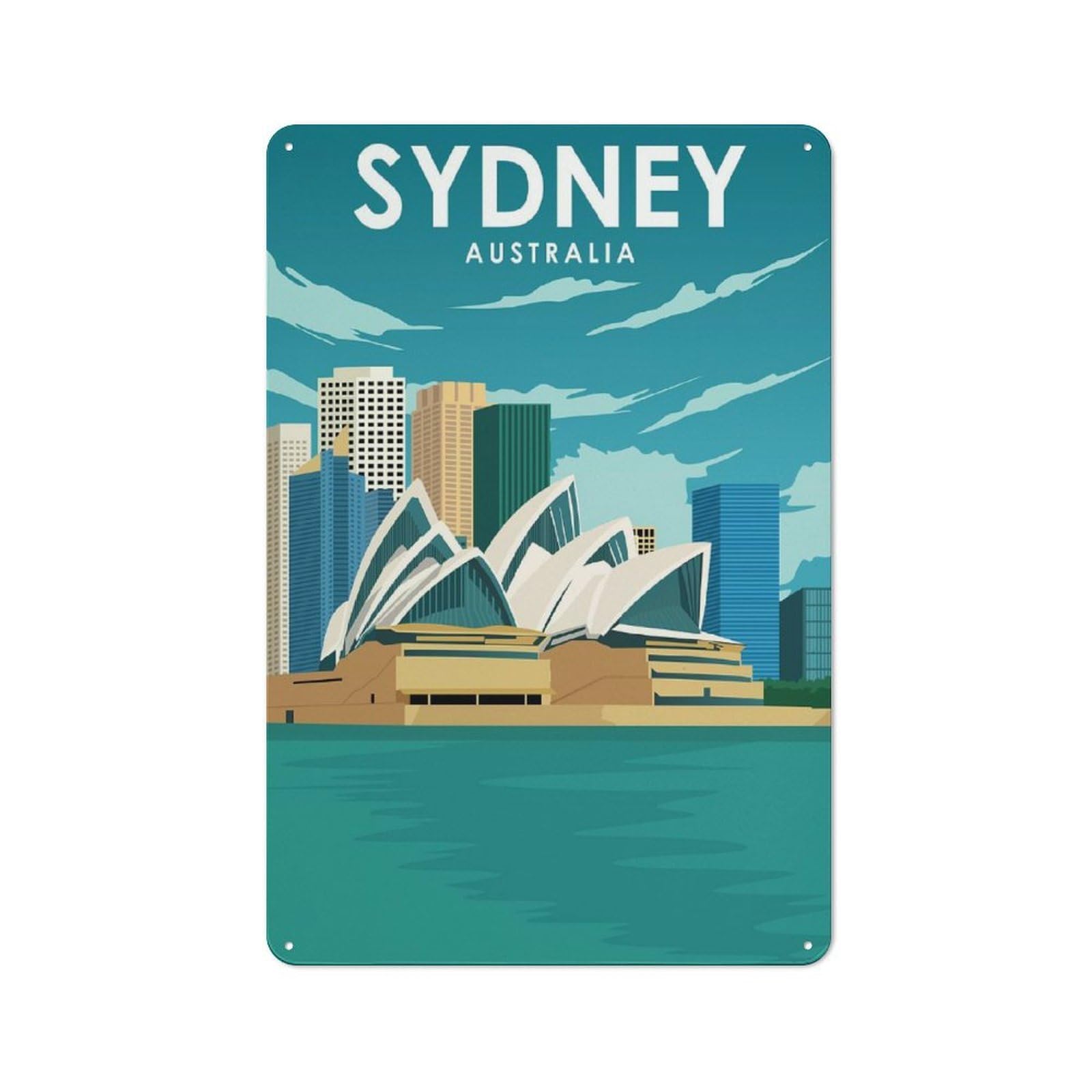 Nostalgic Sydney Australia Travel Decorative Tin Plaque 30x20cm, Classic Pub Decor for Diner, Restaurant, Shed Or Kitchen
