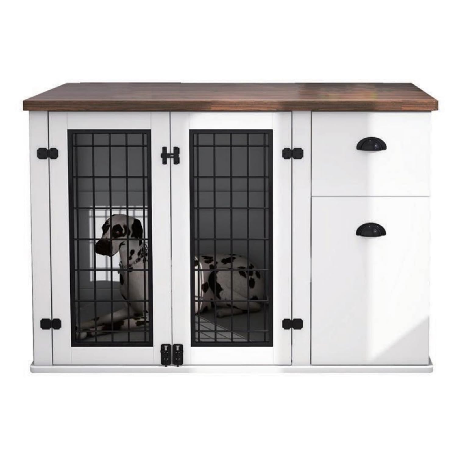 Assembled MaxxPet Wooden Dog Crate in a living room