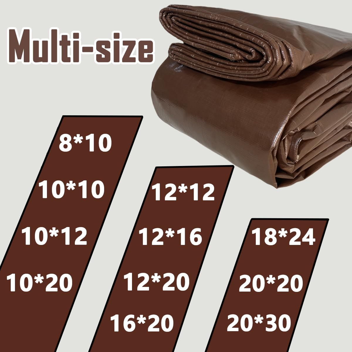 ATERET Funda De Lona De Polietileno Marrón Súper Resistente De 0.630 In