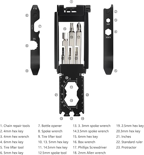 Miniatura 4 de Bicicletas Llaves Herramienta 20 En 1 Multiherramienta Reparación Viajes Mantenimiento Bicicletas Mantenimiento Herramienta