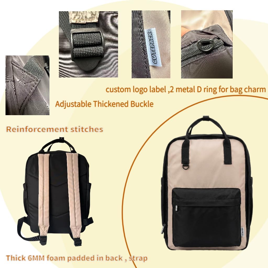Small Beige Aesthetic Backpack for Women,Cute Stylish Purse backpack for Women,Elegant Simple Mordern, Multi colored Bookbag for College (Beige)