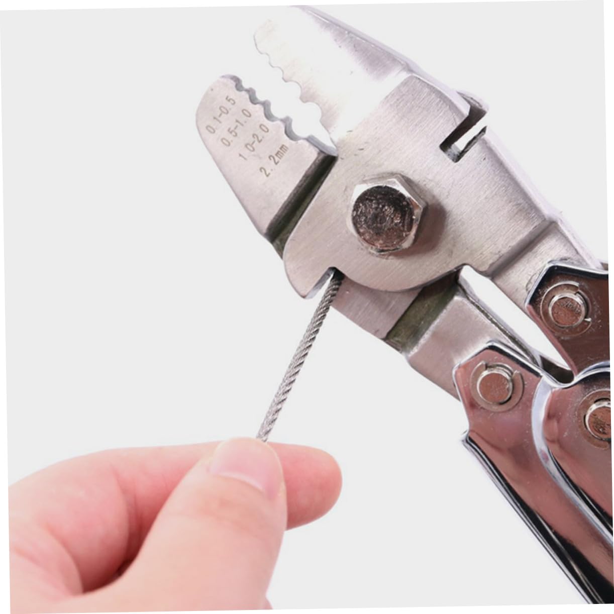 Pinza Crimpatrice per Cavo e Fune in Acciaio Inox Argento | Auto-bloccante, Alta Precisione, per Cavetto e Filo Metallico, Lavorazione Semplice e Affidabile