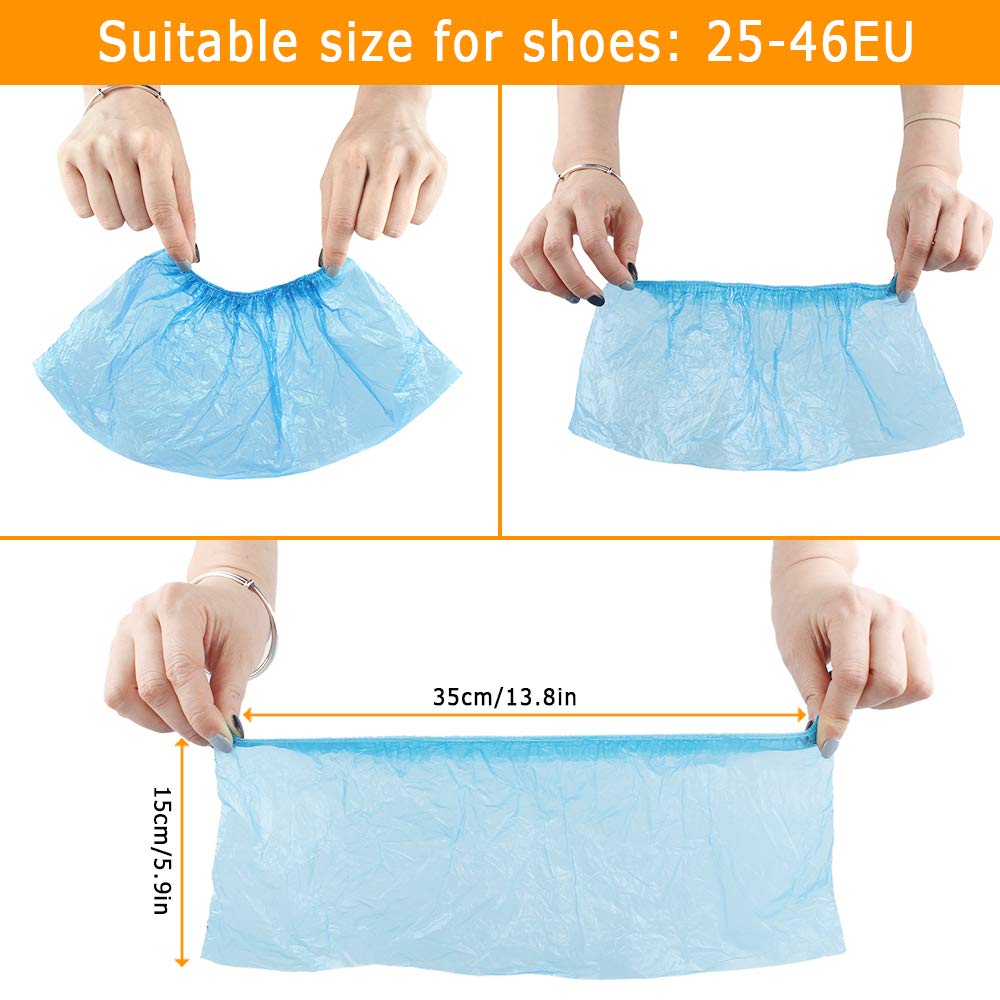 Copriscarpe usa e getta 200 pz in plastica blu resistente alla polvere
