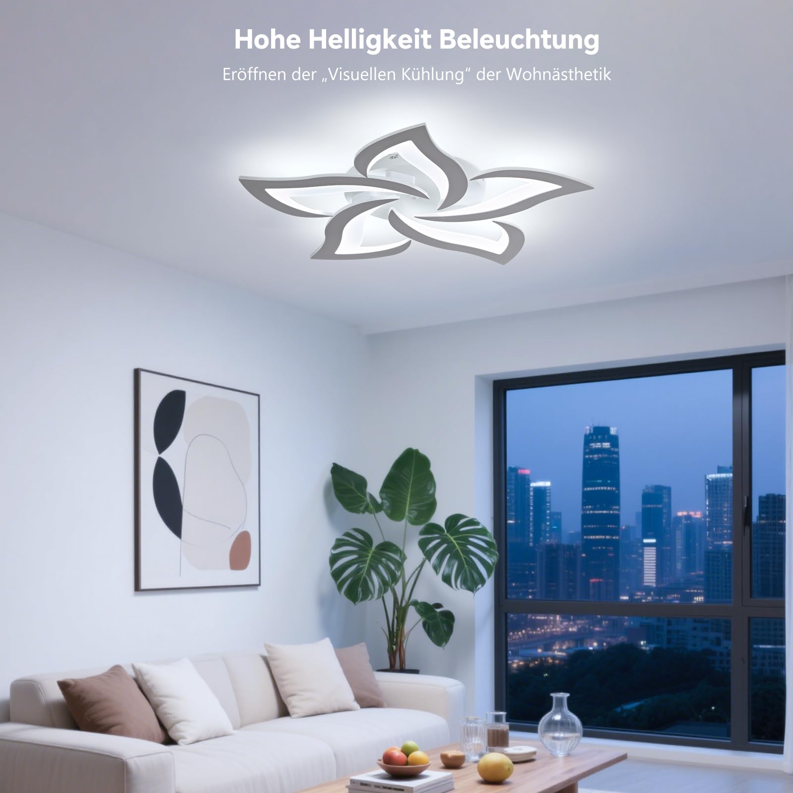 Yuanfenghua Lampada da soffitto a LED, Moderna,per Soggiorno Camera da Letto Sala da Pranzo Bagno 6500K Bianco Freddo 63CM 45W
