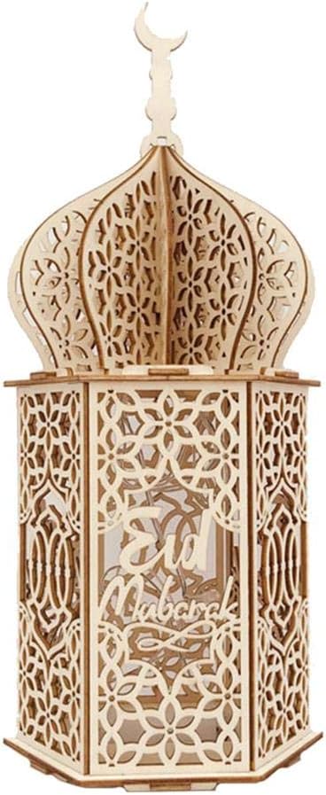 Flickering Eid Mubarak Decorations Mubarak Home LED Lights Wooden Hanging Night Light Lights Pendants Perfect Decoration for Islamic Muslim Event Party Celebration