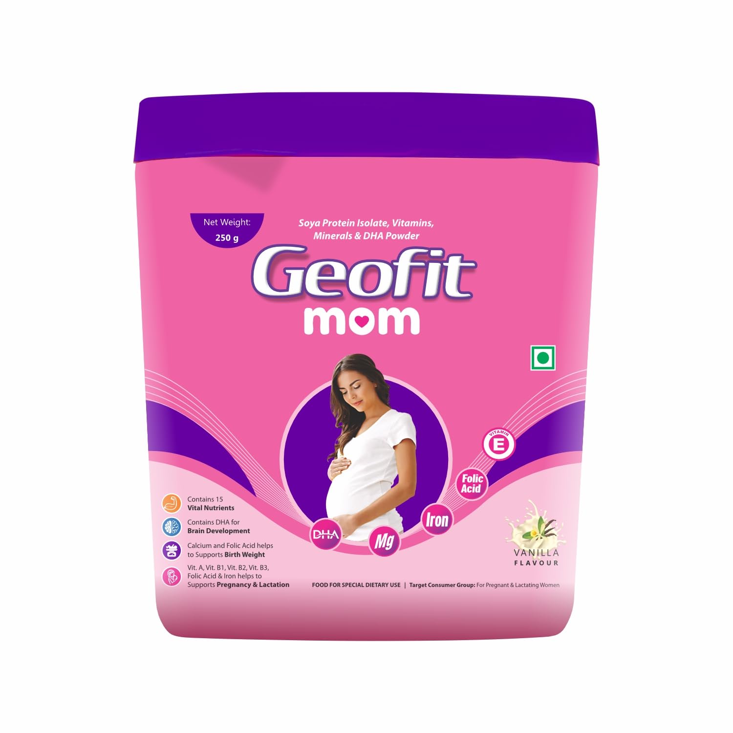 Geofit Nutrition Powder for Mom Vanilla Flavoured 250g-Nutrition Powder for Pregnant Women with High Proteins & Multivitamins - Vitamin C, E, D2 & Minerals for Healthy Benefits & Better Immunity (B0993GSC7Z) Amazon Price History, Amazon Price Tracker