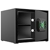 JKSVTF Fingerprint Small Safe Box, Fire Resistant Safe Box with Sensor Light, Personal Security Safe with Electronic Touch Screen Keypad, Wall Or Cabinet Anchoring Design 0.8Cubic Feet Security Box