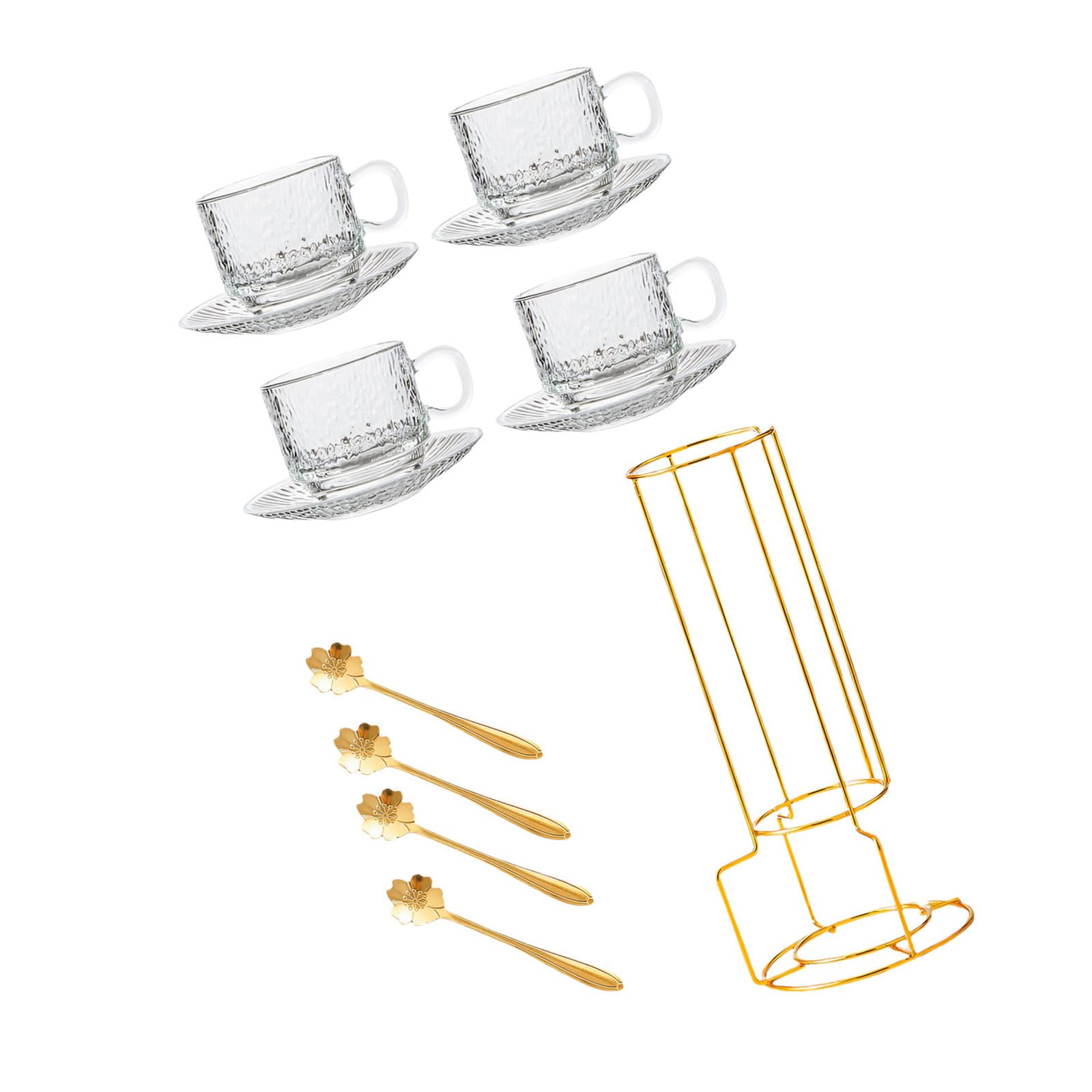 Tasse à café en verre avec support compact pour petit plan de travail de studio