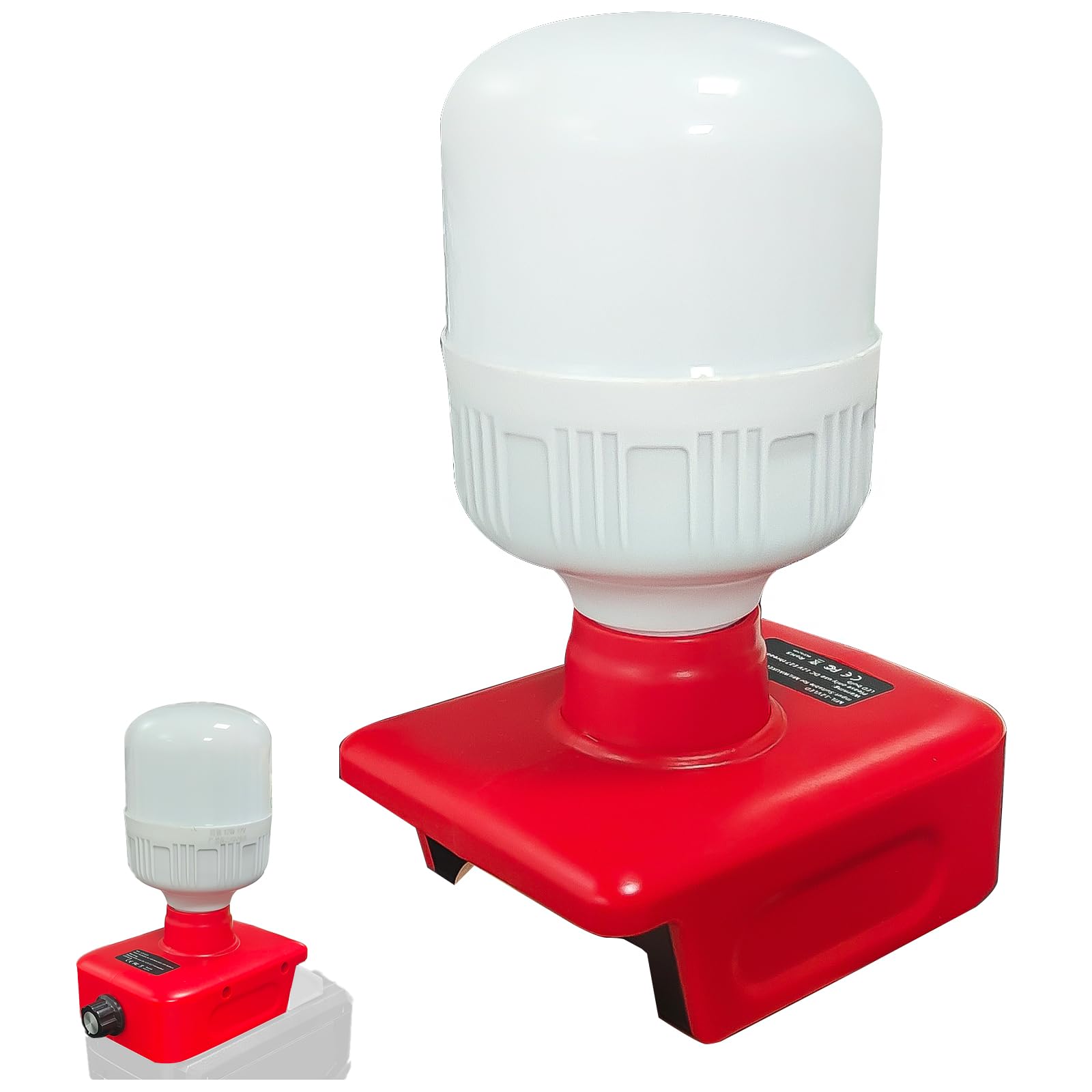 Cordless Work Light 13W 1300LM Battery Lamp Compatible with Milwaukee M18 18v Battery, 6500K Adjustable LED Flood Bulb 36H Long-Lasting Battery Powered Light Lantern for Emergency Camping Home
