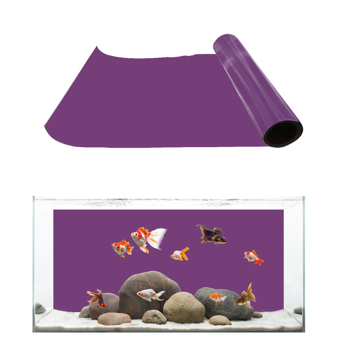 T&H Home Aquarium Décor Backgrounds - Pure Purple Fish Tank Background Aquarium Sticker Wallpaper Decoration Picture PVC Adhesive Poster, 30.4