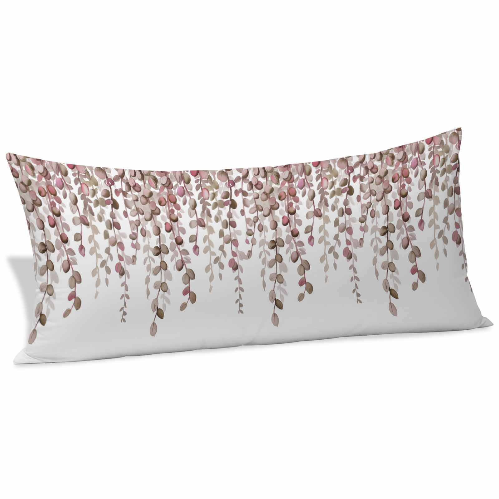 Retro Leaf Throw Pillow Covers 20 X 54 Inches Country Watercolor Red Eucalyptus Leaves Flora Plant Decorative Lumbar Pillow Cover Rectangle Cushion Case for Sofa Couch Bed Living Room Bedroom