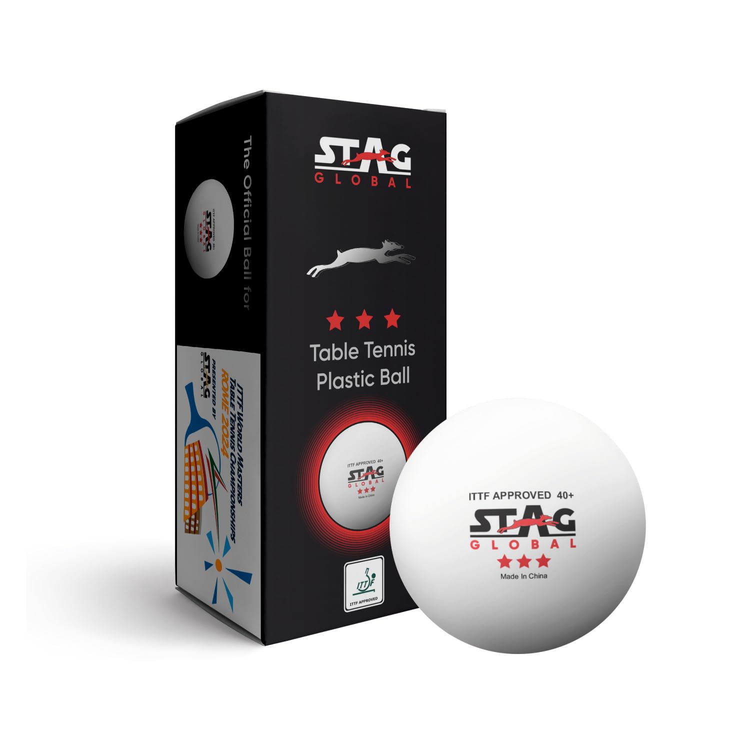 STAG GLOBAL High Performance 3 Star Supreme Table Tennis (T.T) Balls | Advanced 40+mm Ping Pong for Training, Tournaments, and Recreational Play (Pack of 12) 2