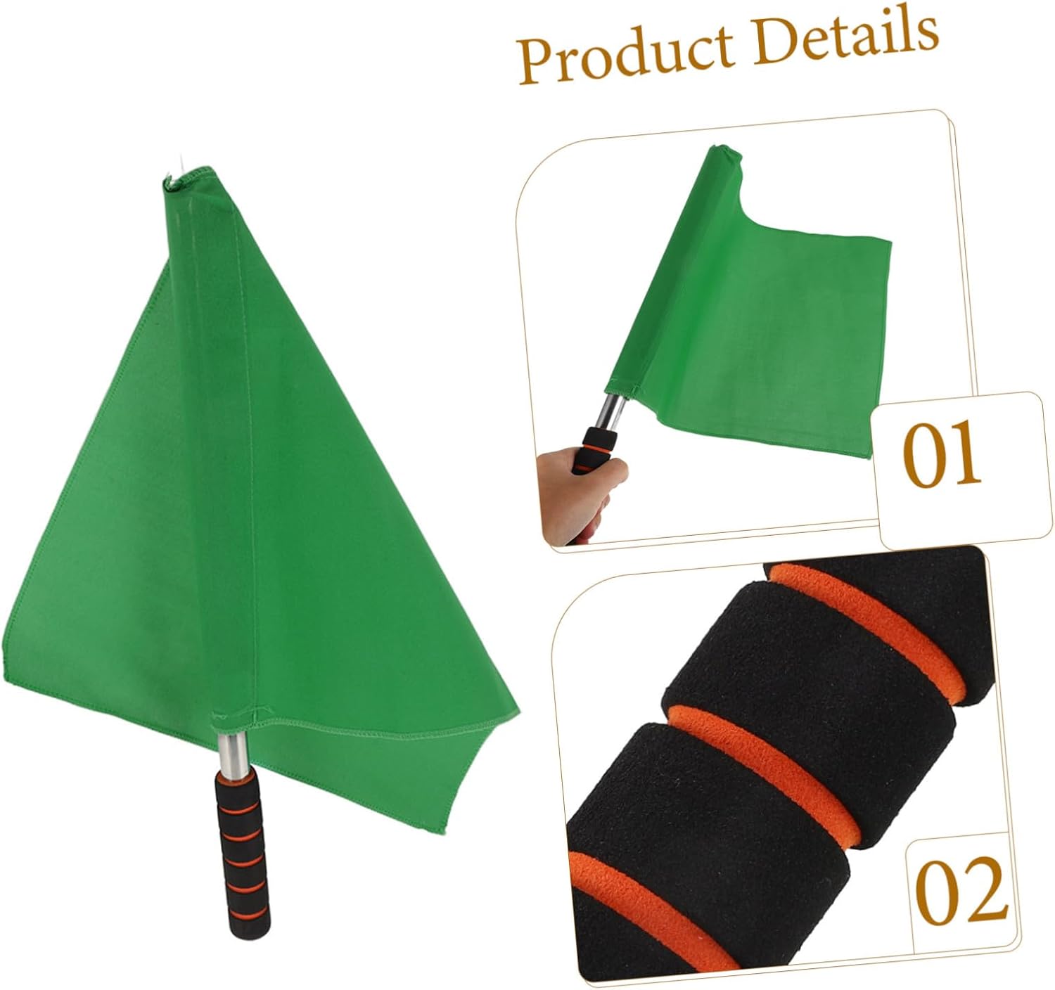 FRCOLOR 2pcs Hand Signal Flags for Referees with Stainless Steel Poles and Comfortable Sponge Handles, Portable and Sturdy Soccer Field Flags for Football Competitions and Training
