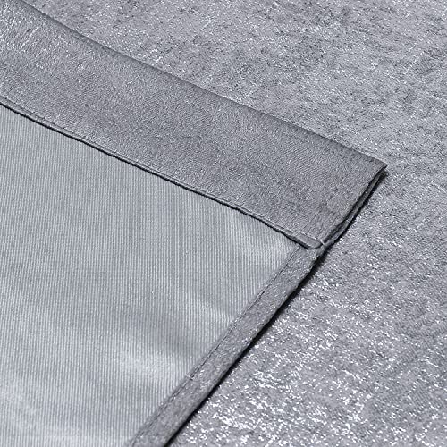 Bujasso Grey Metallic Blackout Window Curtains Luxury Silver Sparkle Room Darkening Curtains 84 Inch 85% Blackout Chic Glitter Gray Drapes For Living Room Bedroom Grommet Top 2 Panels,W52 Xl84 #TOP5