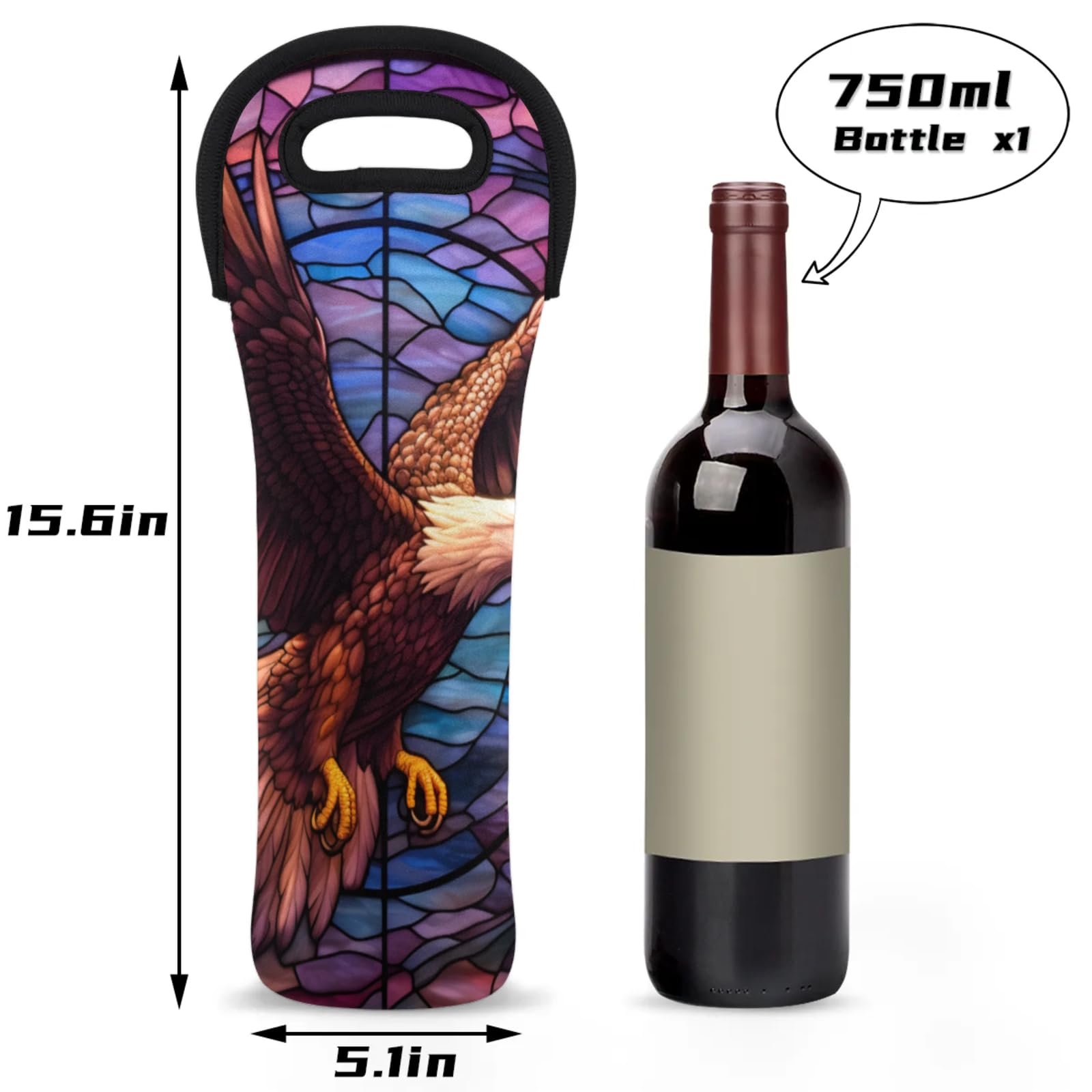 Neoprene Wine Tote Carrier Bag for Wine,Water, Champagne, Beer, Baby Bottles 15.6 x 5.1 Inches, Protective Wine Bag,Fly Eagle's