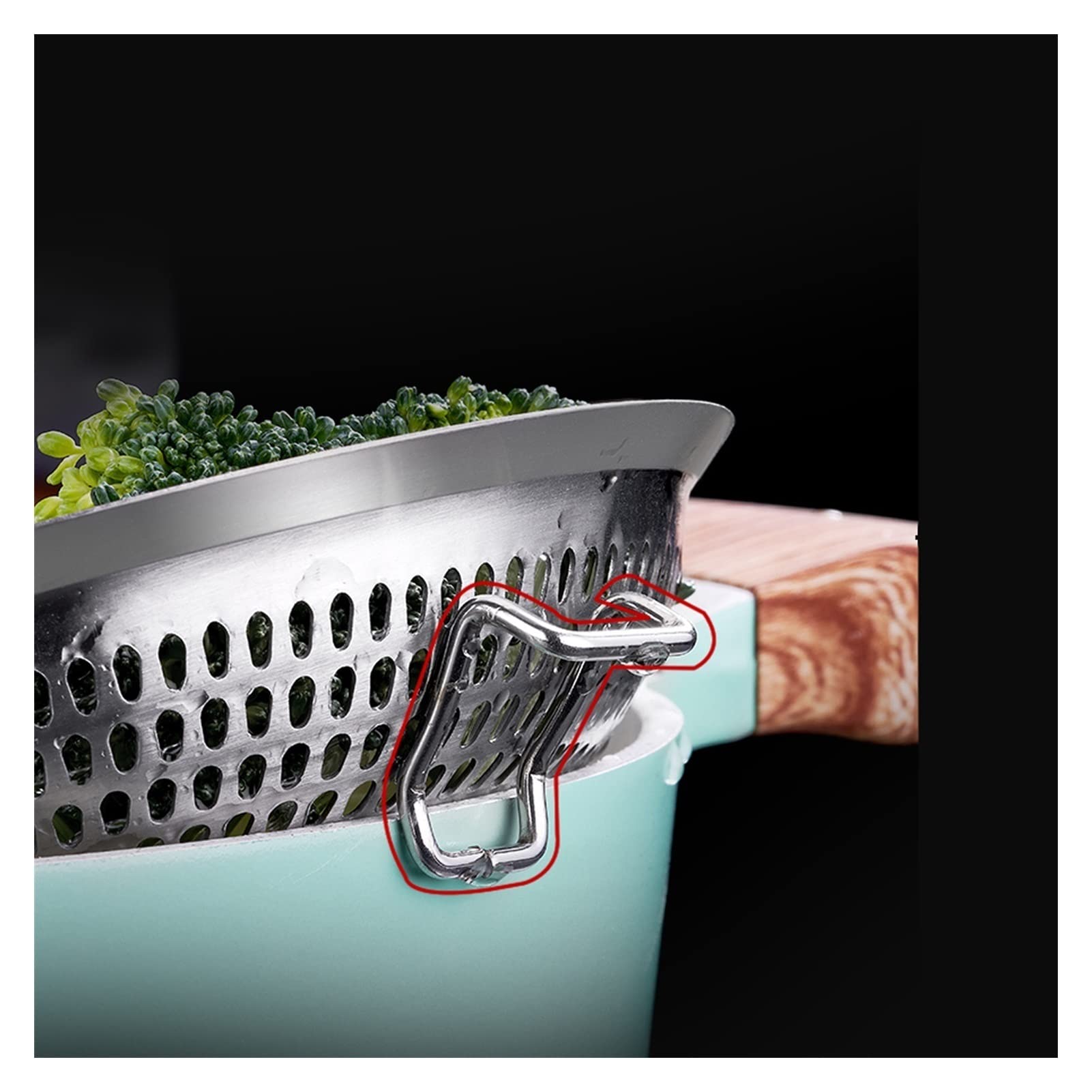 Schiumarola da Cucina Cucchiaio filtrante scanalato in acciaio inossidabile, colino for schiumarola con manico lungo, colino multiuso ideale for pasta, cibi fritti Cucchiaio Colino ( Size : Large )