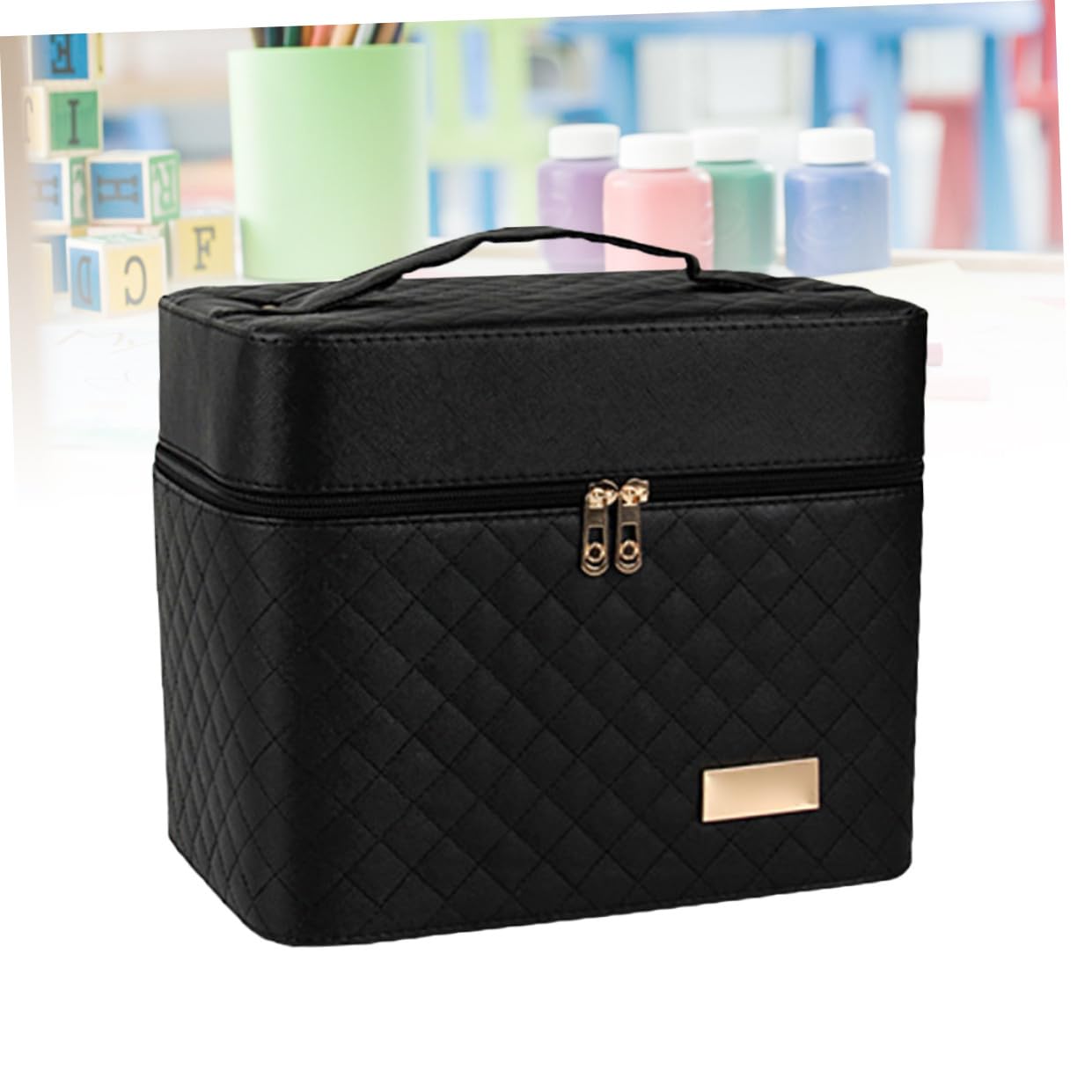 FOMIYES 2couche Organisateur Maquillage Voyage Compartiments Pochette Rangement Cosmétiques Portable Trousse Maquillage Transportable