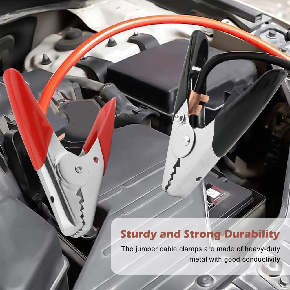 4 Pcs Jumper Cable Clamps, Heavy-Duty Battery Clamps 1100A Jumper Cable Ends, Battery Alligator Clamps, Insulated Parrot Clips, Charging Connector Kit for Car, Auto - 5