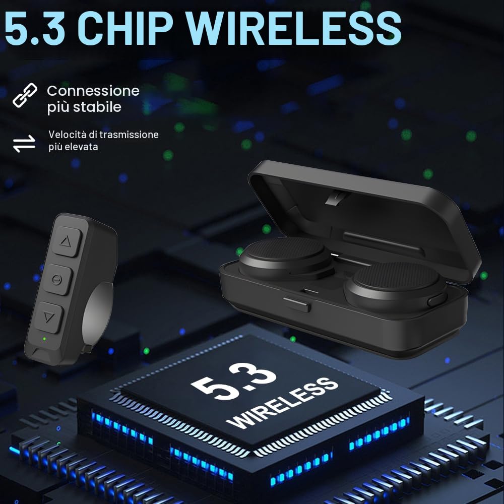 OBEST Cuffie Bluetooth per casco da moto, altoparlante Bluetooth per casco da moto, installazione wireless con telecomando, BT5.3 con cancellazione del rumore, batteria 1900 mAh, oltre 50 ore di