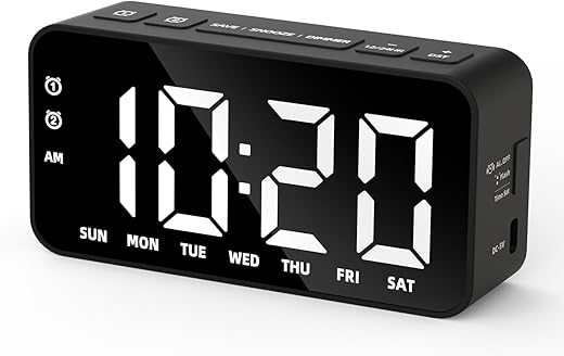Plug in Digital Alarm Clocks with Rechargeable Backup Battery for Bedrooms Living Room Study Loud