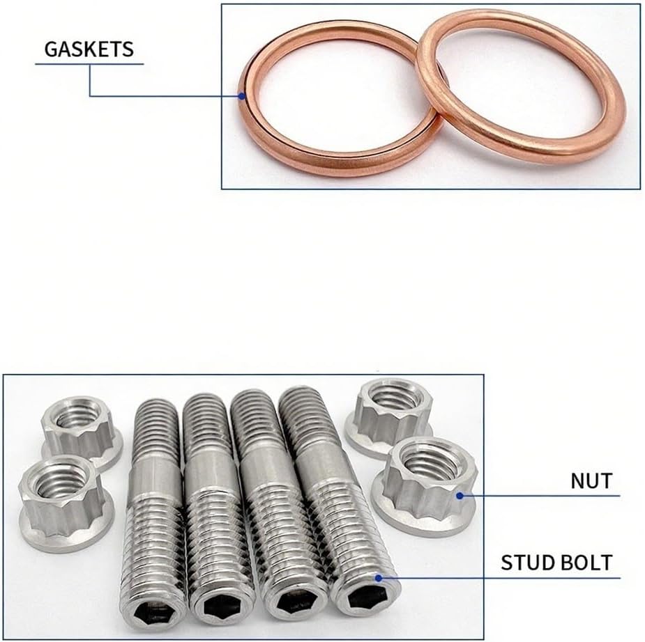 Cylinder Titanium Head Stud Nut Kit Set For 400 TRX400EX 18291-MN5-650 90301-HM8-000 92900-08022-0B
