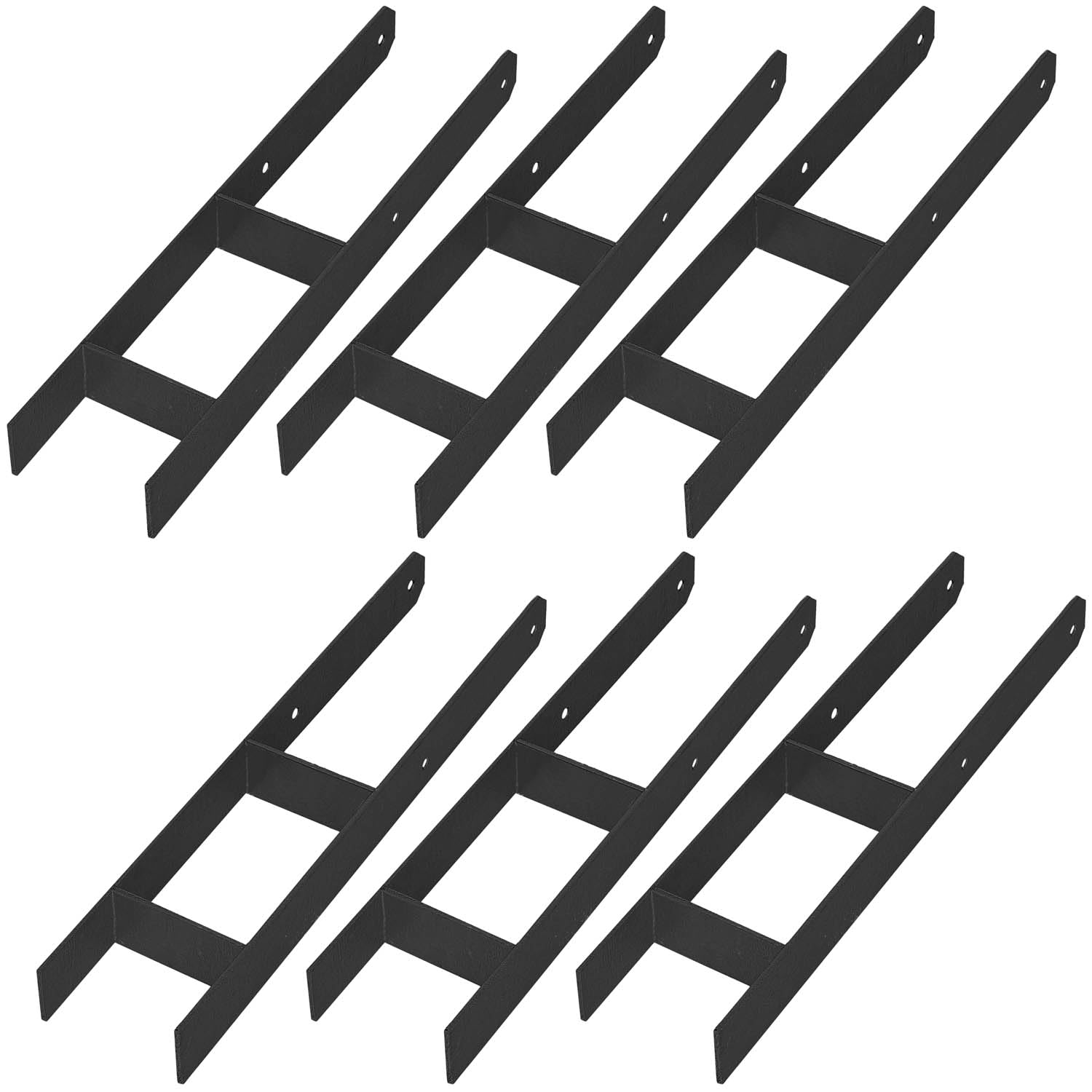 KOTARBAU® Pack of 6 H-Post Holders for Embedding in Concrete, 120 mm / 600 mm, Galvanised Powder-Coated Steel, Black Post Anchor, Joist Shoes, Support Foot, Post Shoe with Concrete Anchor, Steel — image 1