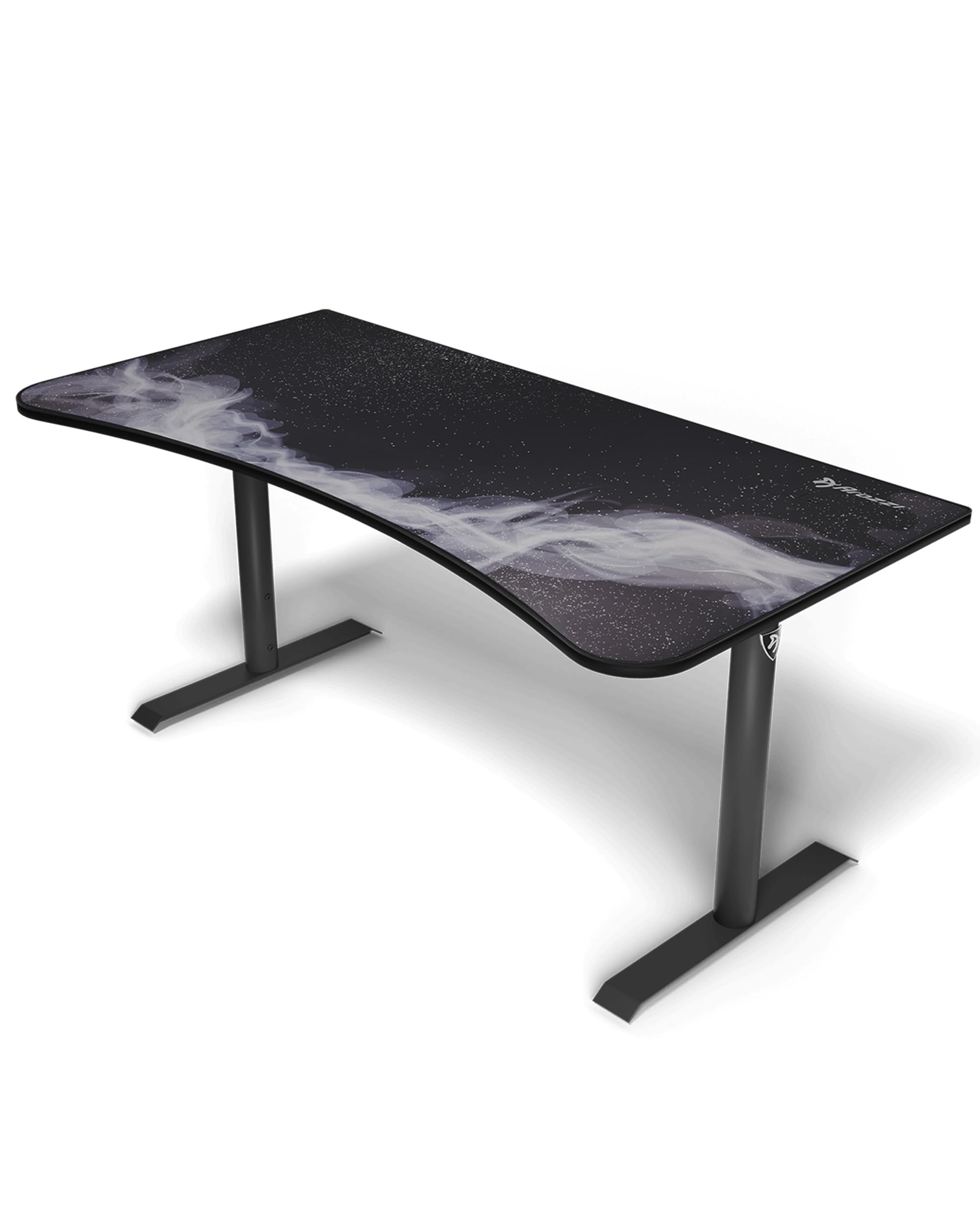 Arozzi Arena Gaming Tisch - Groß 160x82cm Gaming Schreibtisch für kleine Räume - Höhenverstellbar PC Tisch mit Full-Surface Mikrofasermauspad - Kabelmanagement und stabile Stahlbeine - Gunmetal Galaxy