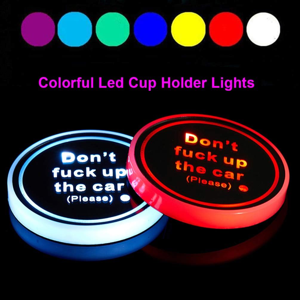 2PCS Led Cup Holder Lights Car Coasters 7 Colors Cup Pad USB Charging Mat for Drink Coaster Accessories Interior Decoration Atmosphere Light